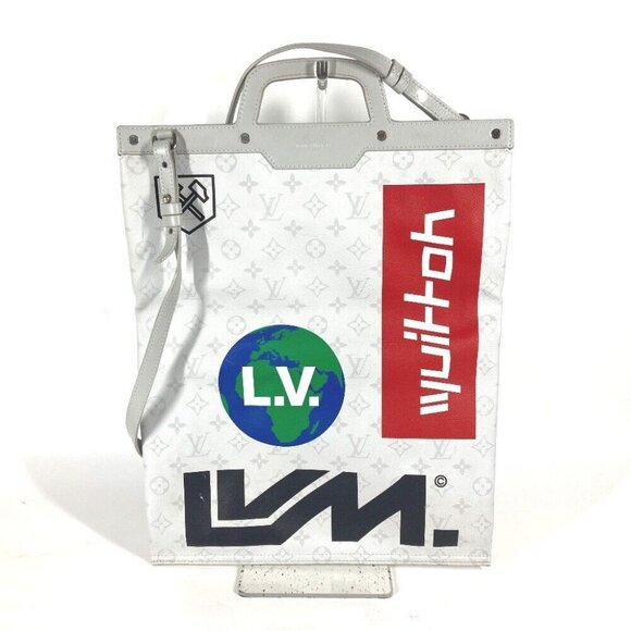 LOUIS VUITTON M44627 MonogramWhite Flat Vertical Tote 2WAY Shoulder Bag Tote Bag - Picture 1 of 10